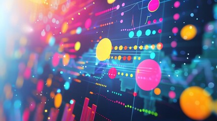 Infographic style background with colorful bubble charts and generous copy space, more clarity with clear light and sharp focus, high detailed