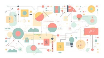 Fototapeta premium Abstract Infographic with Geometric Shapes and Icons