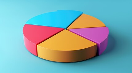 Obraz premium Colorful 3D Pie Chart on Blue Background