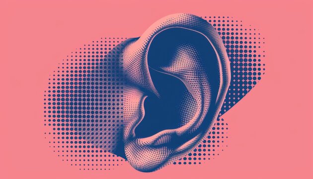 Close Up Of A Human Ear In A Pop Art Style