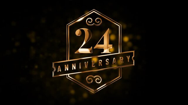24 Anniversary animated gold, look elegant, with a transparent background