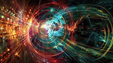 Futuristic Neon Abstract Vortex - Surreal Light Patterns in Motion