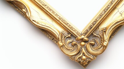 Obraz premium Aged gold frame on white background