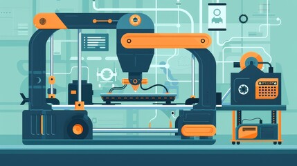 Cutting-Edge Industrial 3D Printer in High-Tech Workshop