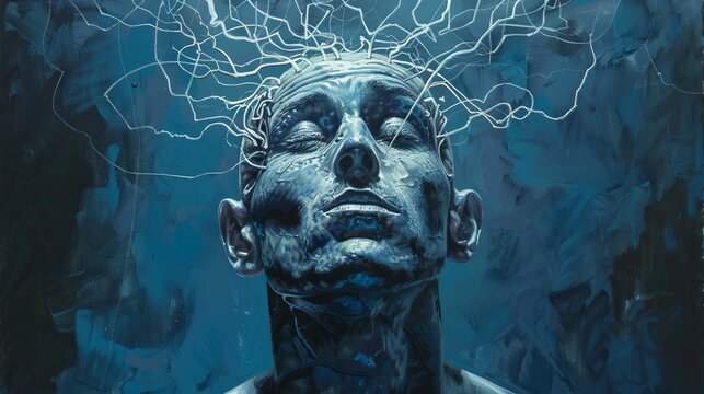 Human brain with glowing neural connections and abstract digital interface, representing cognitive power, intelligence, and innovation in neuroscience and technology - ideal for educational, medical, 