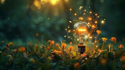Stunning hd 8k wallpaper of light bulbs swaying in the wind against a dark background, perfect for science and technology themes, symbolizing innovation, ideas, and sustainable energy concepts


