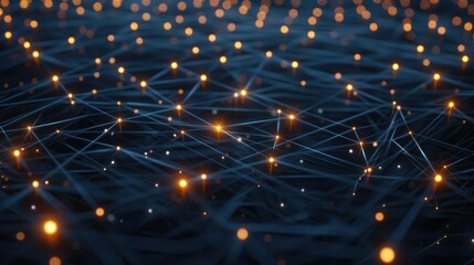 Fototapeta premium Futuristic mesh grid with glowing nodes