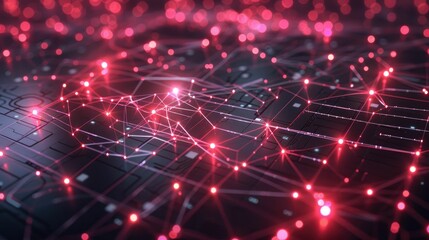 Obraz premium Futuristic mesh grid with glowing nodes