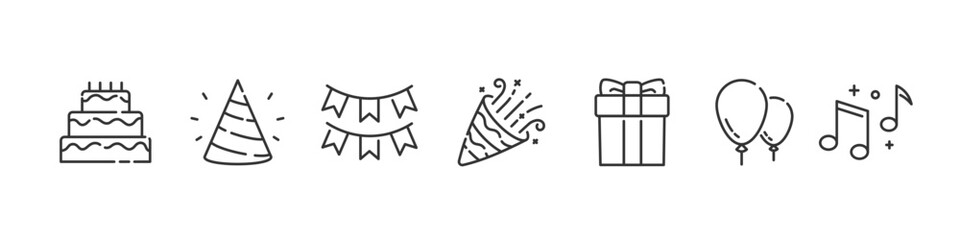 Birthday icon set. Happy birthday icons