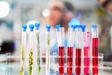 scientific tubes containing rare chemicals and exotic plant samples are used to extract substances for developing advanced medicines. scientist meticulously prepares for groundbreaking experiment.
