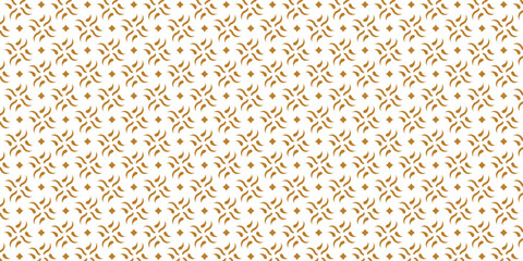 Golden vector floral seamless pattern. Abstract luxury geometric ornamental texture with small flower silhouettes. Gold and white simple ornament in oriental style.	
