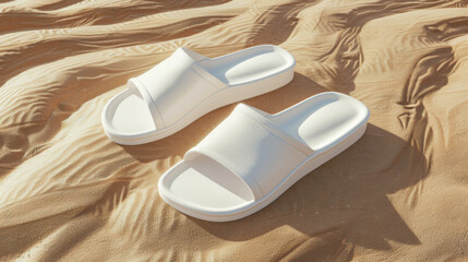 Seaside Chic: White Slippers Mock-Up for Luxury Getaways