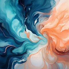 Dark Blue, Turquoise, and Peach Ink (6)