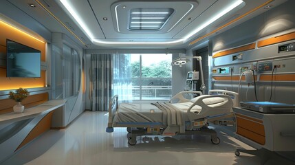 Fototapeta premium High-tech hospital room with automated monitoring systems