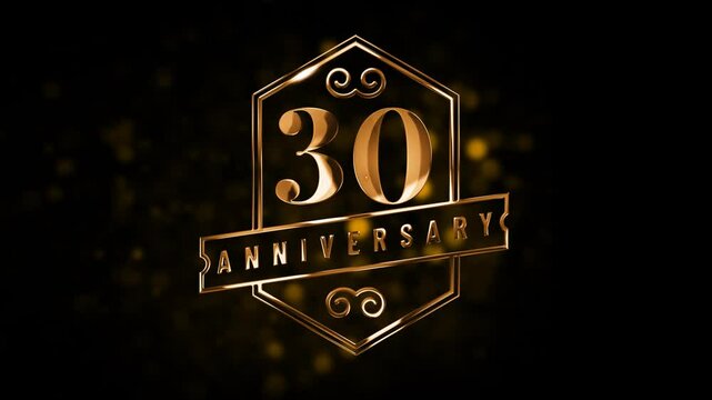 30 Anniversary animated gold, look elegant, with a transparent background.