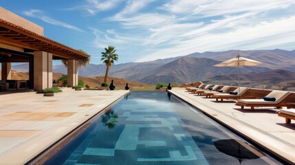 Fototapeta premium Luxury Villa with Infinity Pool and Mountain View