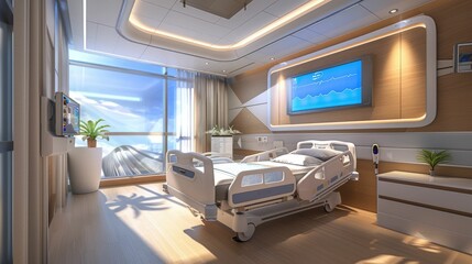 Fototapeta premium High-tech hospital room with automated monitoring systems
