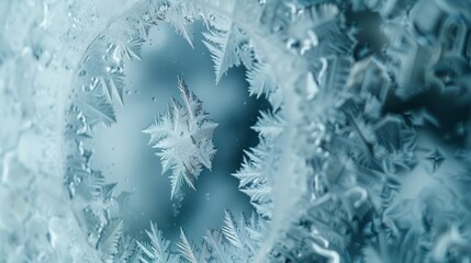 Fototapeta premium Intricate Ice Crystals on a Windowpane