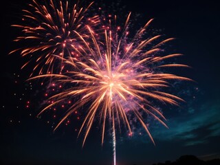 Fototapeta premium fireworks in sky isolated on night background