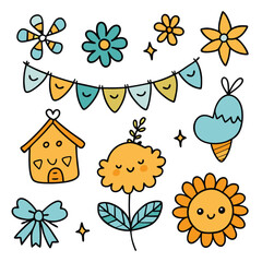 cute hand drawn doodle  elements set of simple kids decoration (8).eps