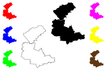 Fototapeta premium Anhalt-Bitterfeld district (Federal Republic of Germany, rural district, Free State of Saxony-Anhalt) map vector illustration, scribble sketch Anhalt Bitterfeld map