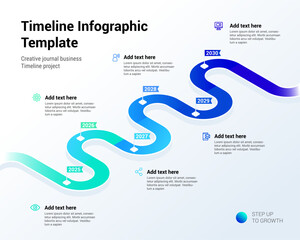 Timeline Infographic Template, Modern web design infographic template with six options, vector illustration