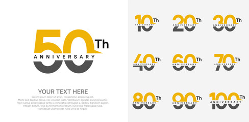 anniversary set logo style with yellow and black color for company celebration moment