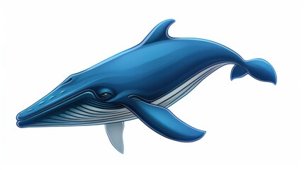 Obraz premium Majestic blue whale silhouette captures the essence of ocean giants, gracefully gliding through vast blue waters.