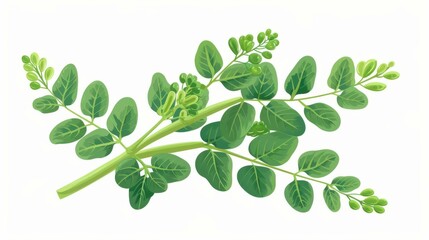 Obraz premium A detailed digital painting showcasing the Boswellia serrata plant, highlighting its unique leaves and structure against a clean white backdrop.