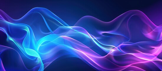 Fototapeta premium Abstract Flowing Neon Waves on Blue Background