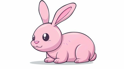 Fototapeta premium A playful cartoon bunny in vibrant colors creates a charming minimal linocut effect on a clean white backdrop.