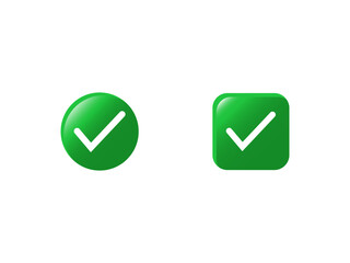Green Check Mark Icons in Round and Square Shapes