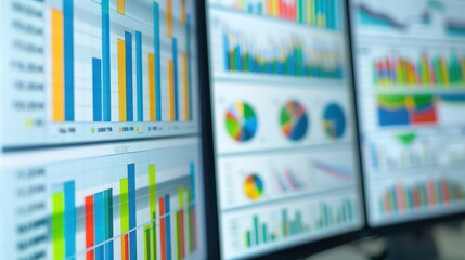 close-up of a financial analyst's desktop with multiple spreadsheets open showing complex data analysis