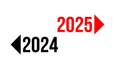 2024 to left 2025 to right, new year new way business concept, the past and the future, results and forecasting