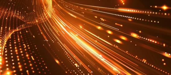 Abstract Orange Light Streaks on Black Background