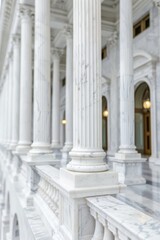 Classical White Marble Columns and Balustrade An Architectural Detail of Timeless Elegance