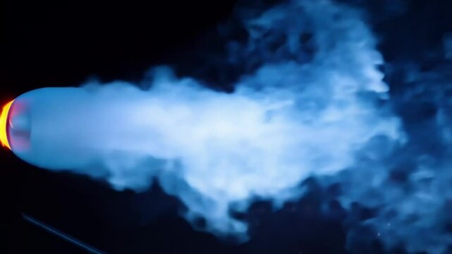 The afterburner flames rage on never faltering in their intensity and showing the fierce power of highpressure combustion.