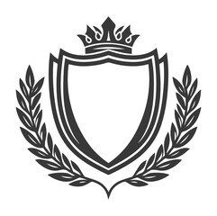 Fototapeta premium Blank shield with crown and laurel wreath isolated on white ,generative ai