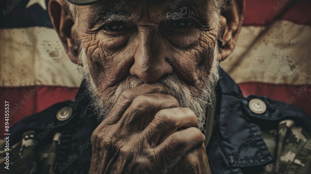 Wall mural potrait senior veteran closeup