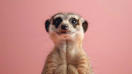 Fototapeta premium A cute little animal with a pink background