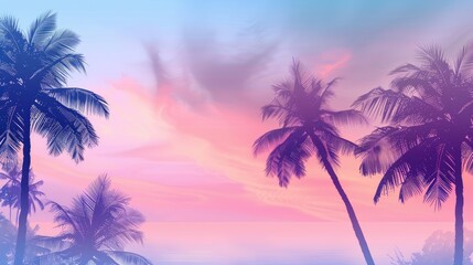 Pastel Gradient Tropical Sunset Background Design.