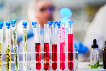 scientific tubes containing rare chemicals and exotic plant samples are used to extract substances for developing advanced medicines. scientist meticulously prepares for groundbreaking experiment.