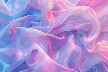 Obraz premium Abstract smooth transparent silk cloth waves with a glossy liquid texture against a soft gradient background