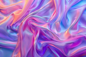 Obraz premium Abstract smooth transparent silk cloth waves with a glossy liquid texture against a soft gradient background