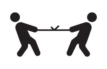 Tug of war icon. Tug of war pull icons set. Simple set of tug of war pull vector icons, flat vector illustration.