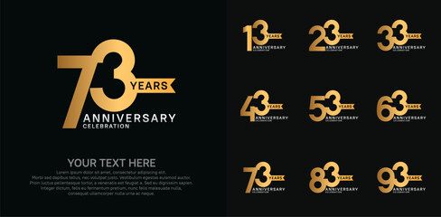 anniversary set, golden and silver color with ribbon for celebration event