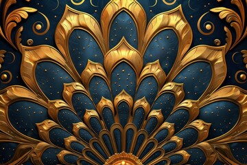 Golden Art Deco Luxury Vector Pattern with Geometric Shapes & Swirls - Vintage Retro Ornament for Gatsby Cards and Artistic Backgrounds.