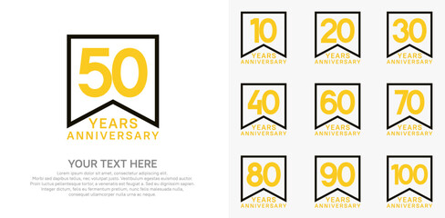 anniversary logotype set. yellow and black color can be use for celebration