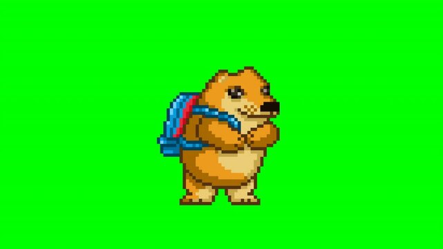 Little dog ready for school, meme animation pixel art 