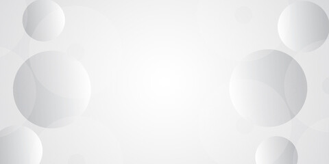 Geometric overlap pattern. Circles shape White and gray gradient. abstract design with futuristic concept background, modern computer, technology and innovation.
